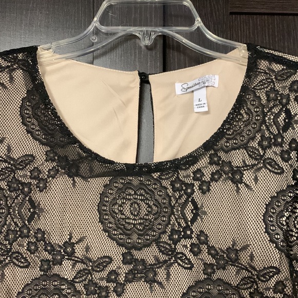 Black Lace Overlay Dress L Juniors - Picture 3 of 6